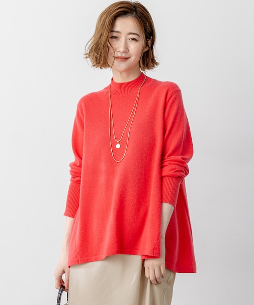 【洗える】ピュアカシミヤ フレア ニット