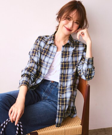 【WEB限定】シャーリング チェック シャツ