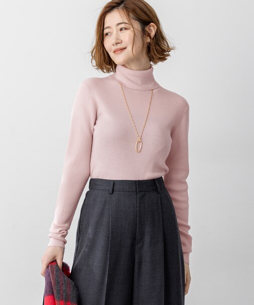 【見上愛さん着用/WEB限定カラーあり】ウーステッドウール リブタートル ニット