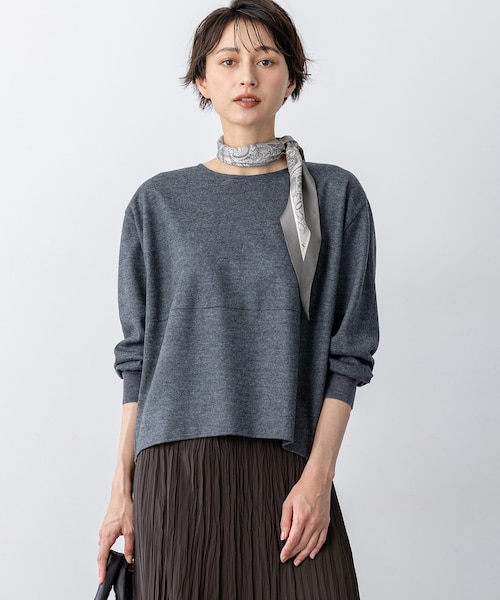 極美品♪23区 ウールミルドジャージーカットソー 44 大きいサイズ グレー 洗える】ウールミルドジャージー フォルム カットソー｜ニジュウサンク