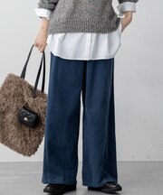 【見上愛さん着用/洗える】コットン コーデュロイ ワイド パンツ