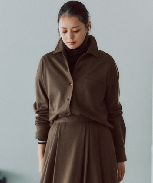 【滝沢眞規子さん着用/VERY掲載/洗える】ウールミルドジャージー シャツ