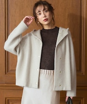 【洗える】ラクーンブレンドダブルフェイス ニット フーディー