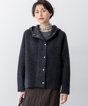 【洗える】ラクーンブレンドダブルフェイス ニット フーディー