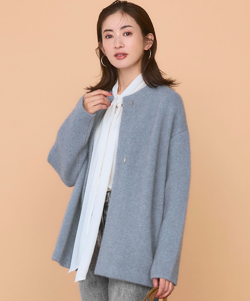 【見上愛さん着用】ラクーンブレンドダブルフェイス ニット アウター