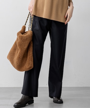 【洗える】ナチュラルストレッチサキソニー ベイカー ドロスト パンツ