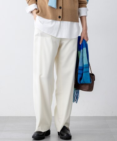 【洗える】ナチュラルストレッチサキソニー ベイカー ドロスト パンツ