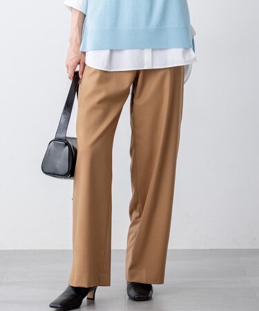 【洗える】ナチュラルストレッチサキソニー ベイカー ドロスト パンツ