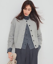 【洗える】カシミヤブレンド ケーブルニットカーディガン