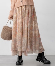 【洗える】Erica クレープペイズリープリント スカート