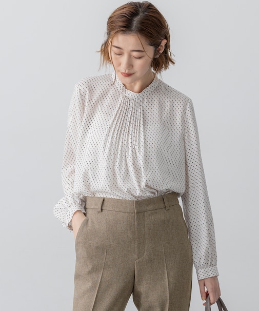 【洗える】グラデーションドットプリント ブラウス