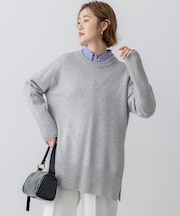 【洗える】カシミヤブレンド サイドジップ  ニットチュニック