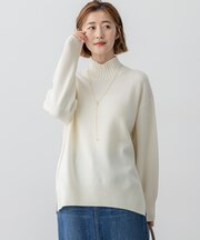 【洗える】カシミヤブレンド ハイネック ニット