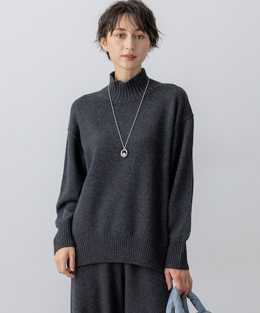 【洗える】カシミヤブレンド ハイネック ニット