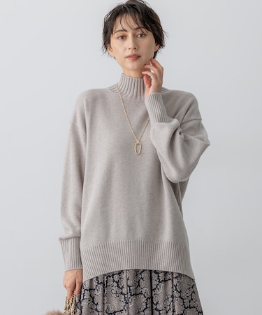 【洗える】カシミヤブレンド ハイネック ニット
