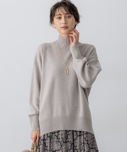 【洗える】カシミヤブレンド ハイネック ニット