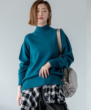 【洗える】カシミヤブレンド ハイネック ニット