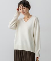 【洗える】カシミヤブレンド Vネック ニット