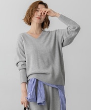 【洗える】カシミヤブレンド Vネック ニット