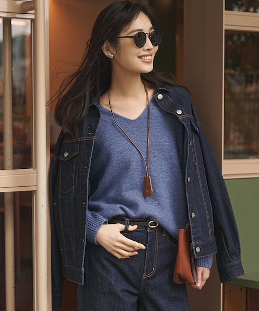 【見上愛さんコラボカラー/VERY・LEE掲載】カシミヤブレンド Vネック ニット