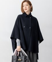 【見上愛さん着用/Oggi11月号掲載】ウールライトリバー ポンチョシルエット コート