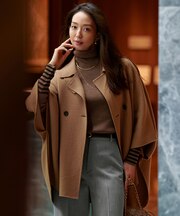 【見上愛さん着用/Oggi11月号掲載】ウールライトリバー ポンチョシルエット コート
