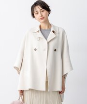 【見上愛さん着用/Oggi11月号掲載】ウールライトリバー ポンチョシルエット コート