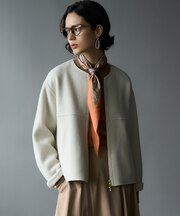 ウールライトリバー ノーカラー ショートコート
