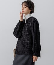 【洗える】シアーカットジャカード ブラウス