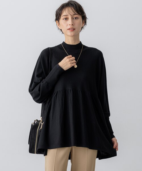 未使用級 23区 カシミヤ100% 洗える ドルマンスリーブ ニット 黒 38 セール】 【洗える】ピュアカシミヤ ドルマンスリーブ ニット