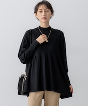 【洗える】ウールギャザー ドルマンスリーブ ニット