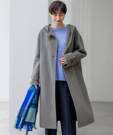 【見上愛さん着用/VERY12月号掲載】MANTECOPureリバー フード ロングコート