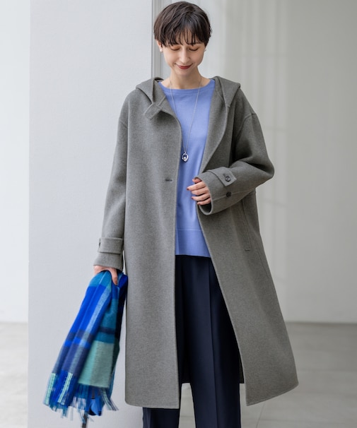 【見上愛さん着用/VERY12月号掲載】MANTECOPureリバー フード ロングコート