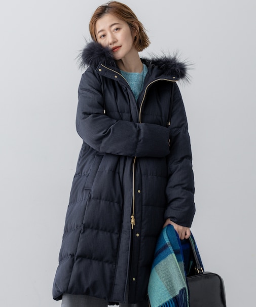 【撥水加工】ブライトウール ロングダウンコート