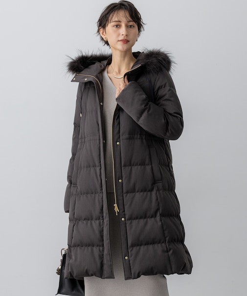 【撥水加工】ブライトウール ロングダウンコート