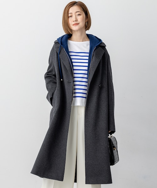 CLASSY.1月号掲載】ループヤーン チェック ツイード ロングコート