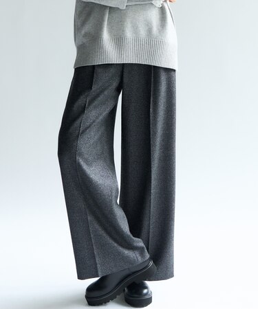 ラメミックスツイード タック ワイド パンツ