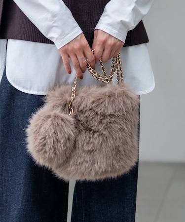 【見上愛さん着用】フェイクファー チャーム バッグ