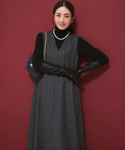 ラメミックスツイード Vネックワンピース