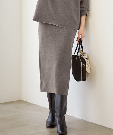【SLOW/一部店舗限定】ベロア風ニット スカート