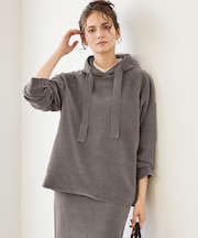 【SLOW/一部店舗限定】ベロア風ニット パーカー