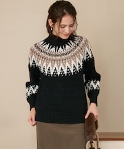 【SLOW/一部店舗限定】ジャカード ハイネック ニット