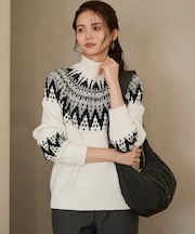 【SLOW/一部店舗限定】ジャカード ハイネック ニット