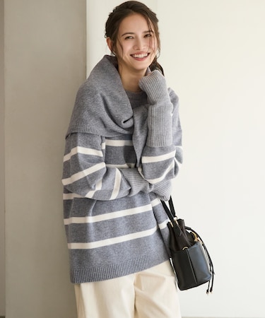 【SLOW/一部店舗限定】ソフトウール ボーダー ニット