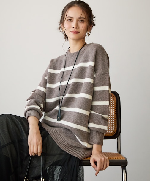 【SLOW/一部店舗限定】ソフトウール ボーダー ニット