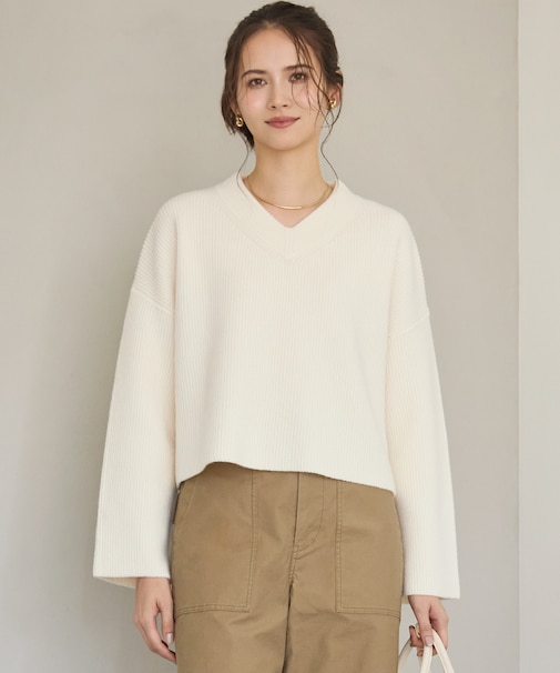 【SLOW/一部店舗限定】ソフトウール Vネック ニット