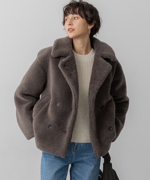 CanCam11月号掲載】ECOPELテディボア ダブルフロント アウター