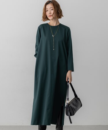 【洗える】メリノウールサテン ワンピース