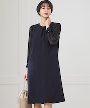 【セットアップ対応/洗える】トリアセダブルジョーゼット シフォンスリーブ ワンピース