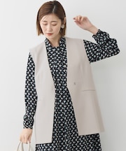 【セットアップ対応/洗える】トリアセダブルジョーゼット ジレ